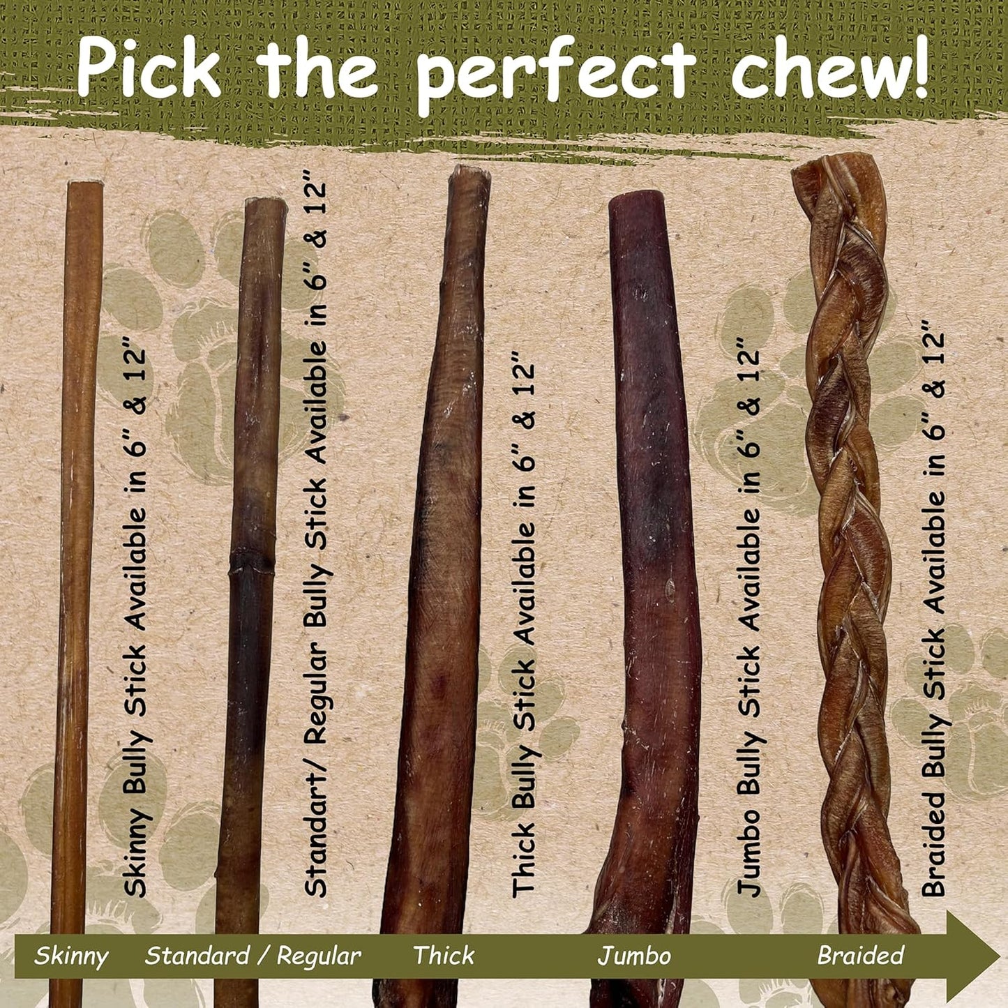 Premium Bully Sticks by Great Lakes - All Natural Dog Treats (25 Pack)