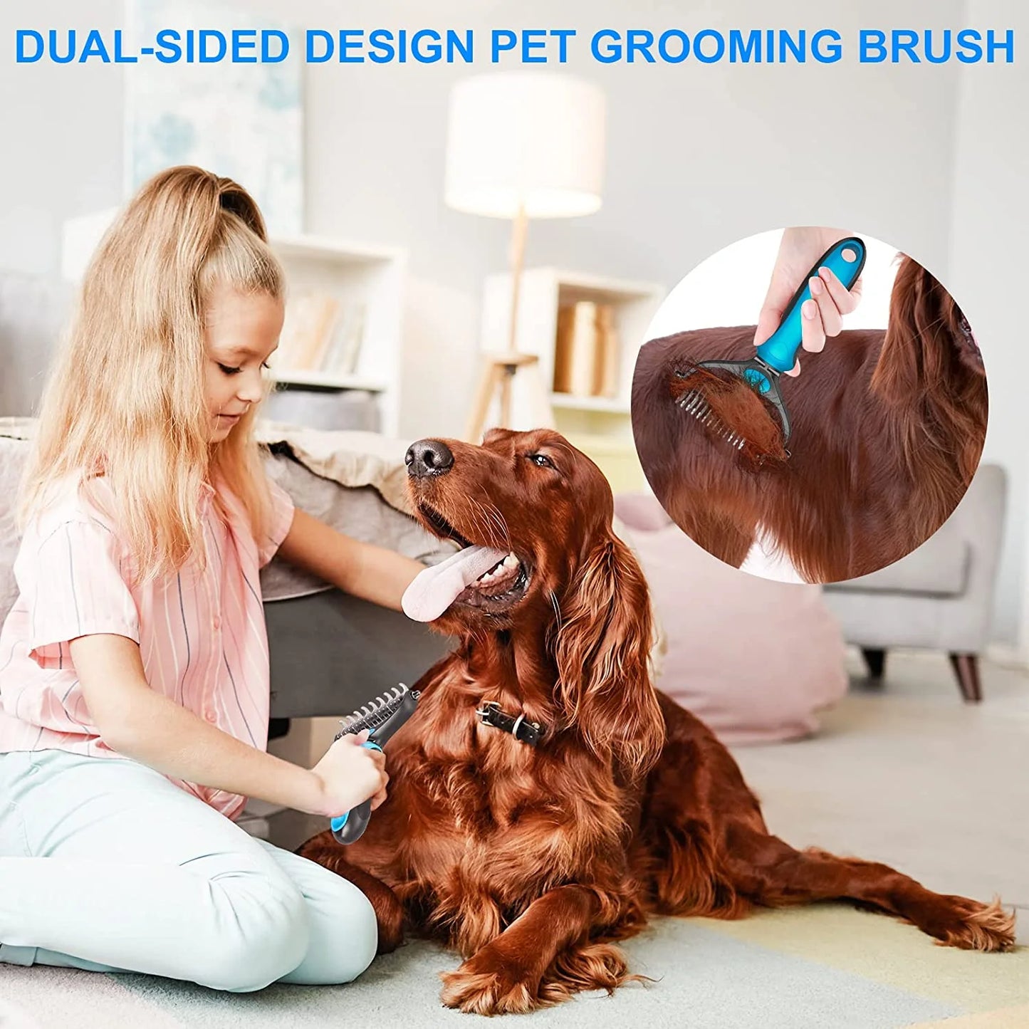 Pet Grooming Brush, Dog Brush Deshedd, Dog Comb for Groom,Undercoat Rake for Dogs Grooming Supplies