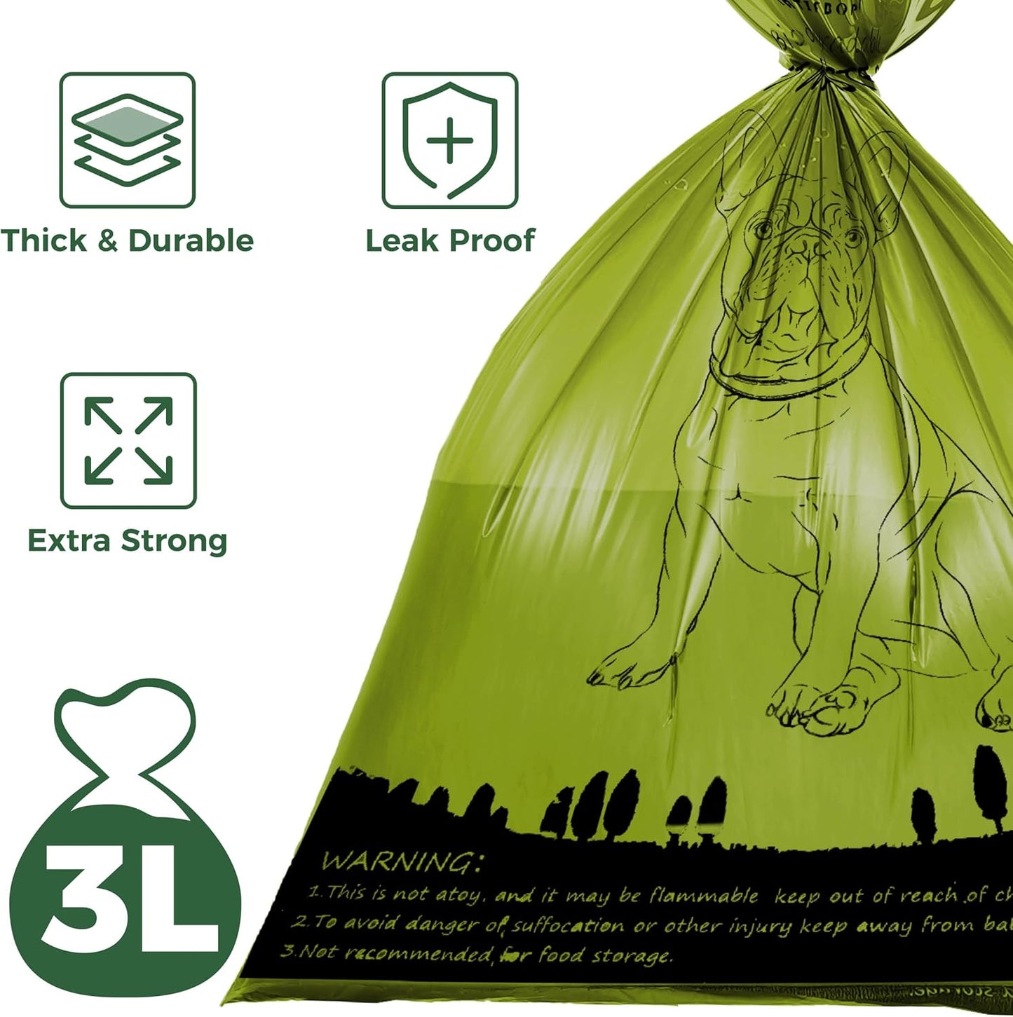 Biodegradable Dog Poop Bags 360 Count Scented, Leak Proof and Extra Thick Waste Bag Refill