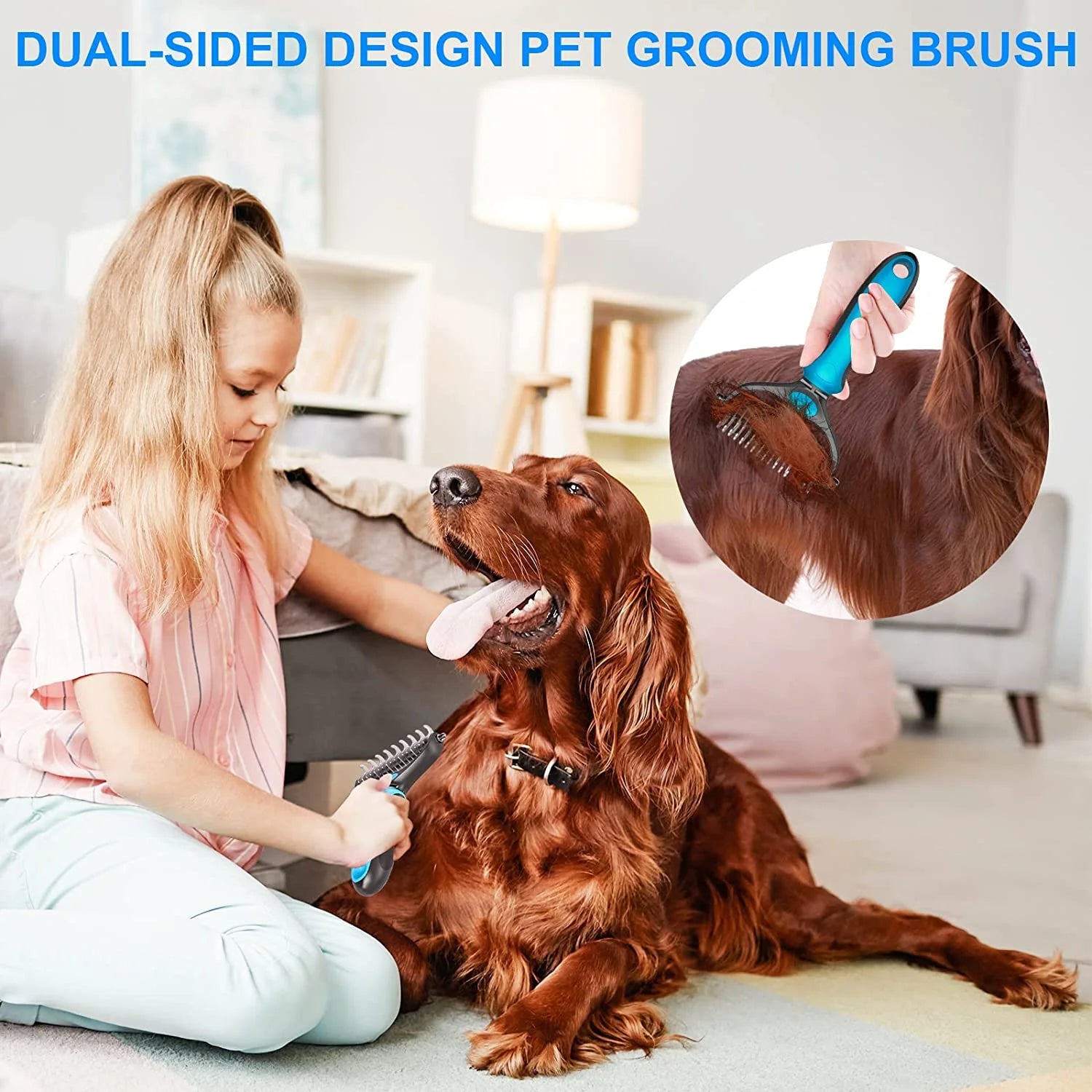 Pet Grooming Brush, Dog Brush Deshedd, Dog Comb for Groom,Undercoat Rake for Dogs Grooming Supplies